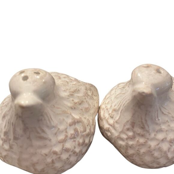 Red Clay White Glaze Partridge Bird Salt and Pepper Shakers Set of 2 - Picture 3 of 6